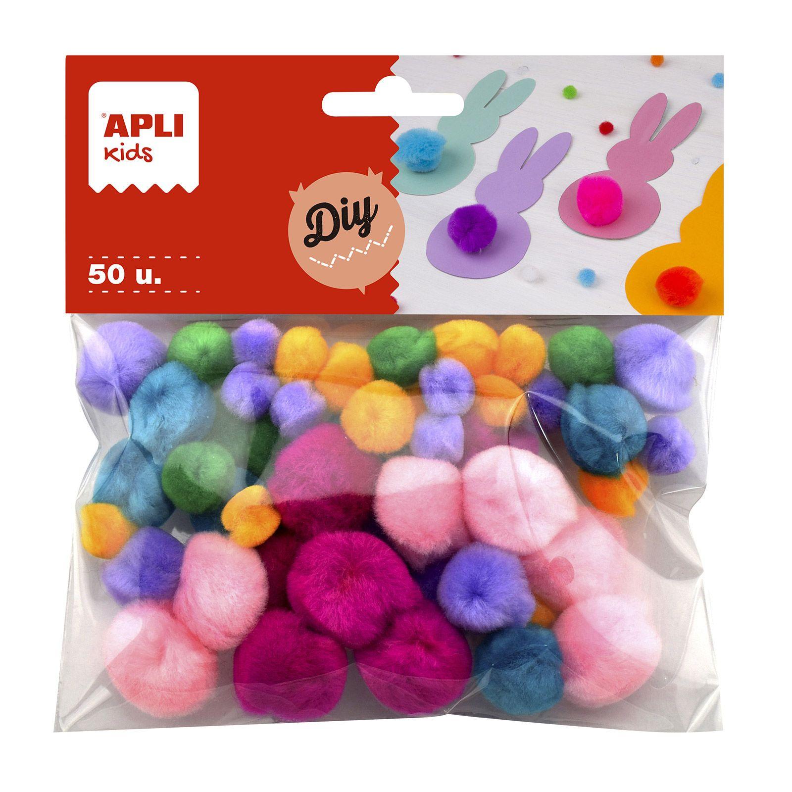 POM POM APLI SUAVE 6 COLORES 10-25MM C/50 UD.