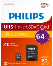 TARJETA MEMORIA MICRO SD 64GB PHILIPS CLASE 10 (canon incluido)