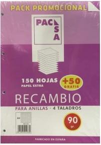 RECAMBIO A4 90GR 150H + 50H 4T 4X4 PACSA