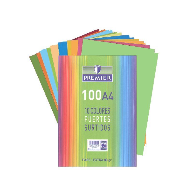 PAPEL A4 80GR 100H COLORES SURTIDOS FUERTE TAURO