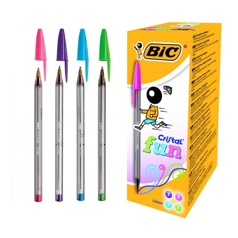 BOLIGRAFO BIC CRISTAL FUN COLOURS SURTIDO C/20 UD.