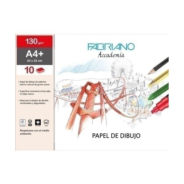 MINIPACK LAMINA DIBUJO 10 HOJAS ACCADEMIA RECUADRO A4+ 130 GR FABRIANO