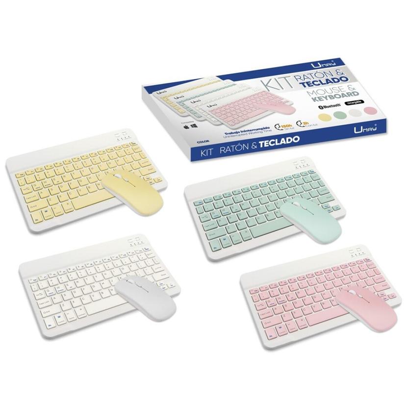TECLADO + RATON BLUETOOTH PASTEL UMAY