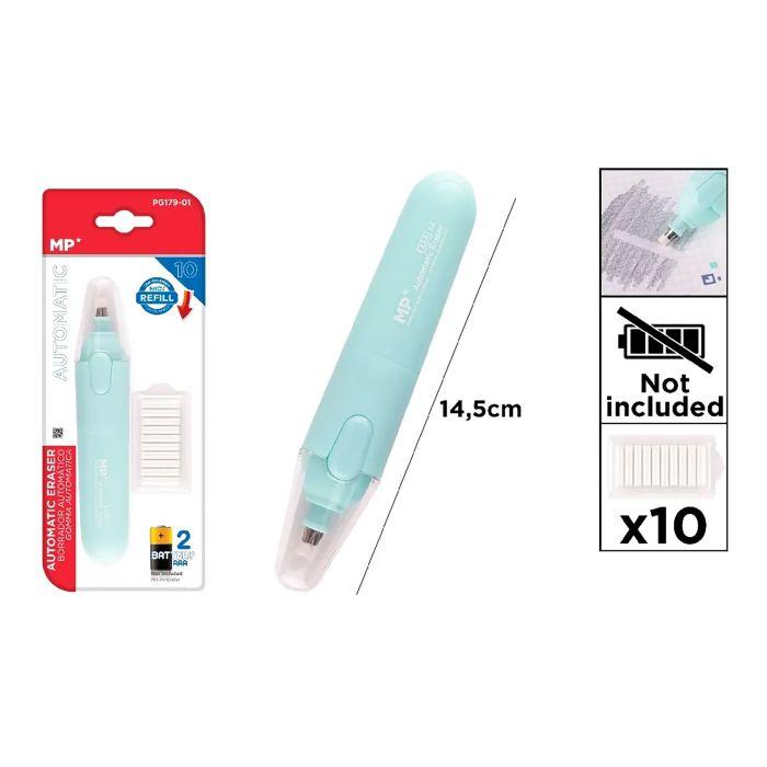 GOMA DE BORRAR AUTOMATICA + 10 RECAMBIOS VERDE PASTEL MP