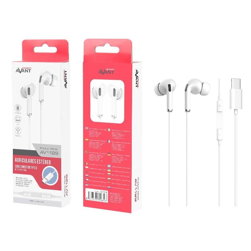 AURICULAR AVANT CON MICROFONO CONECTOR TIPO C - BLANCO