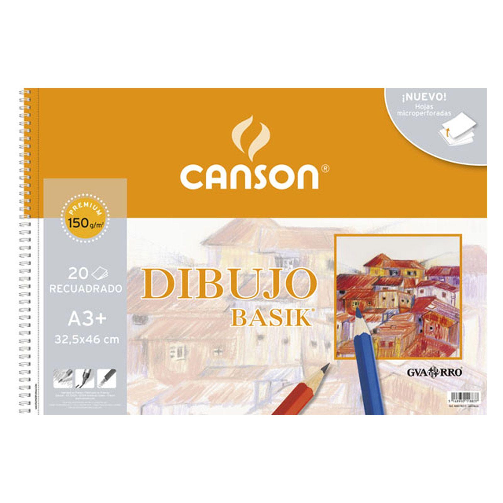 BLOC DIBUJO PAPEL BASIK A3+ 150GR 20H CON RECUADRO CANSON