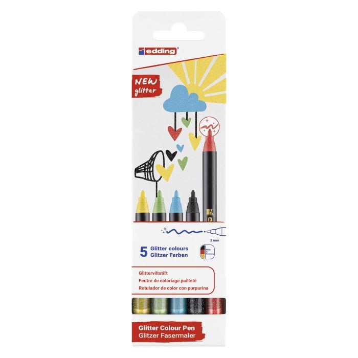 MARCADOR EDDING 1200 GLITTER BASICO 5 UD.