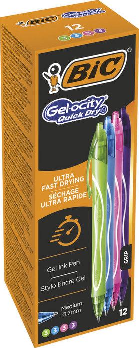 BOLIGRAFO BIC GELOCITY QUICK DRY COLORES SURTIDO GEL C/12UD