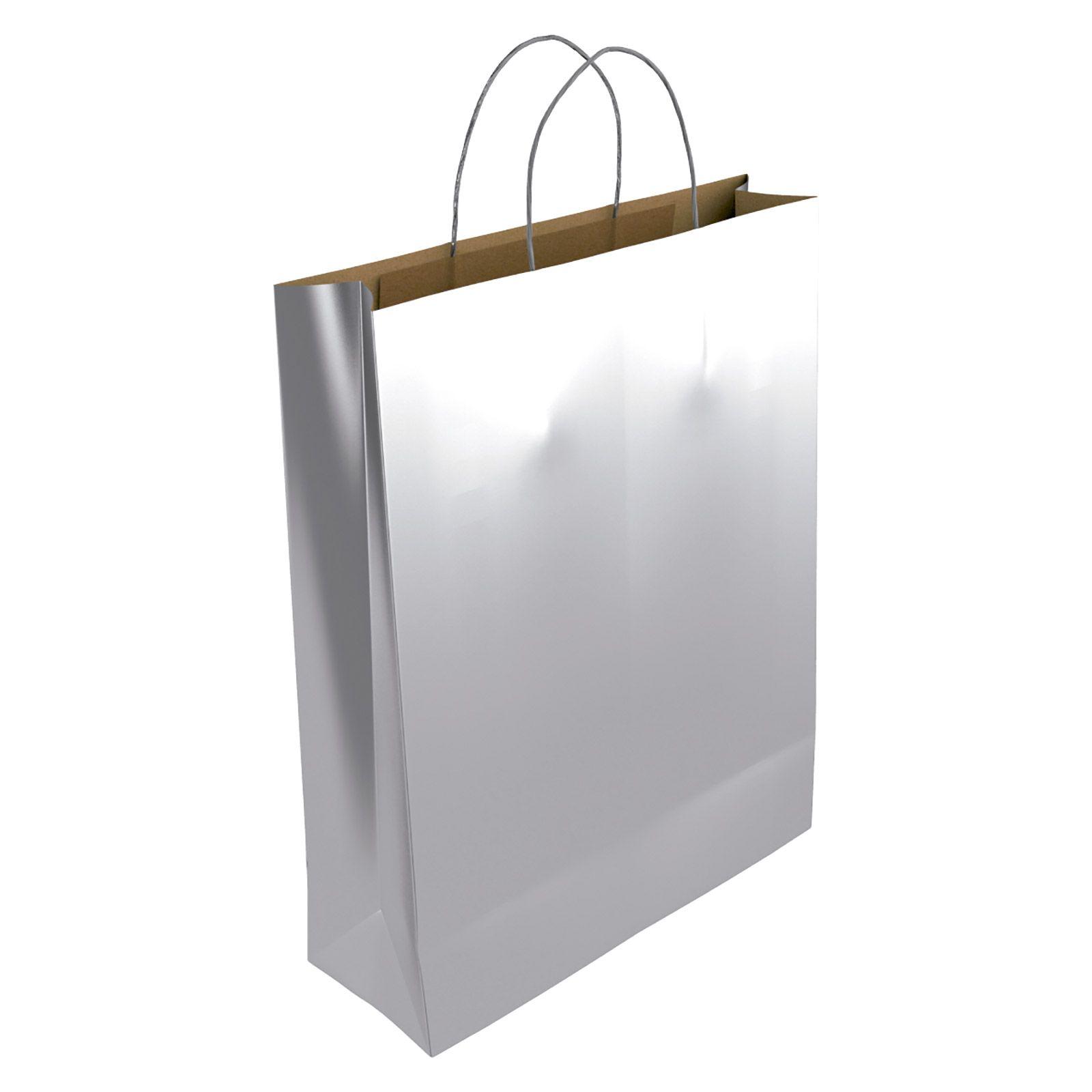 BOLSA CON ASAS KRAFT PLATA "XS" 18+8X24