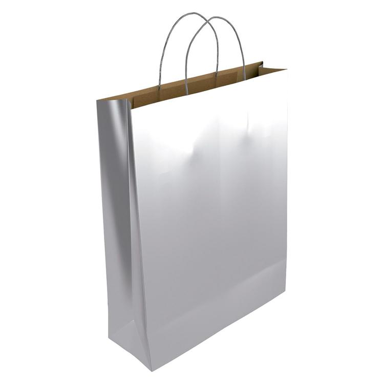 BOLSA CON ASAS KRAFT PLATA "XS" 18+8X24