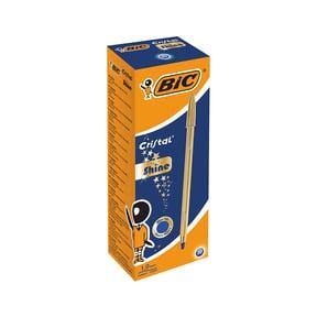BOLIGRAFO BIC CRISTAL SHINE ORO AZUL C/20 UD.