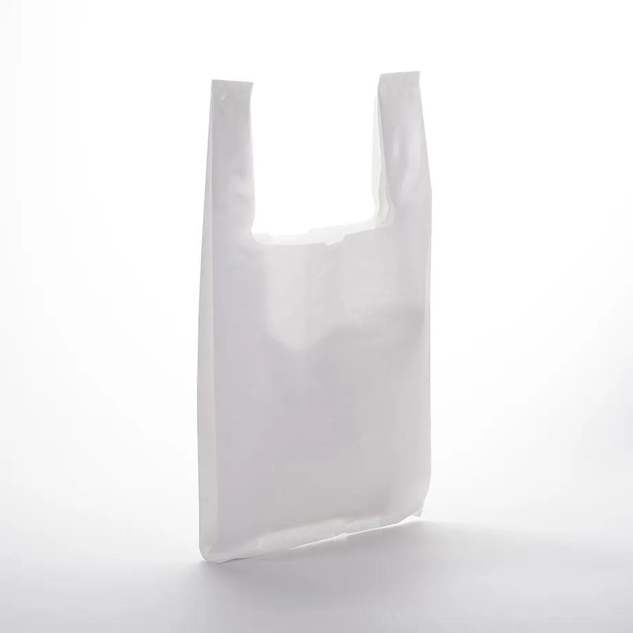 BOLSA CAMISETA 35X45 PLASTICO BLANCAS 70% RECICLADO 100 UD.