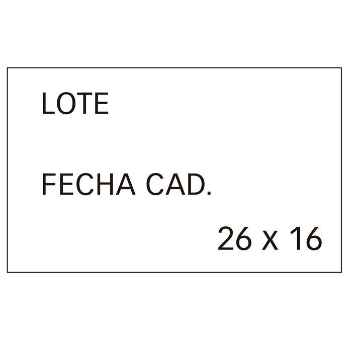 ETIQUETA 26X16 BLANCA LOTE + FECHA PACK 6 UD APLI