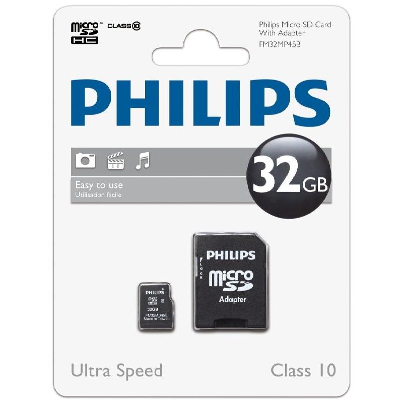 TARJETA MEMORIA MICRO SD 32GB PHILIPS CLASE 10 (canon incluido)