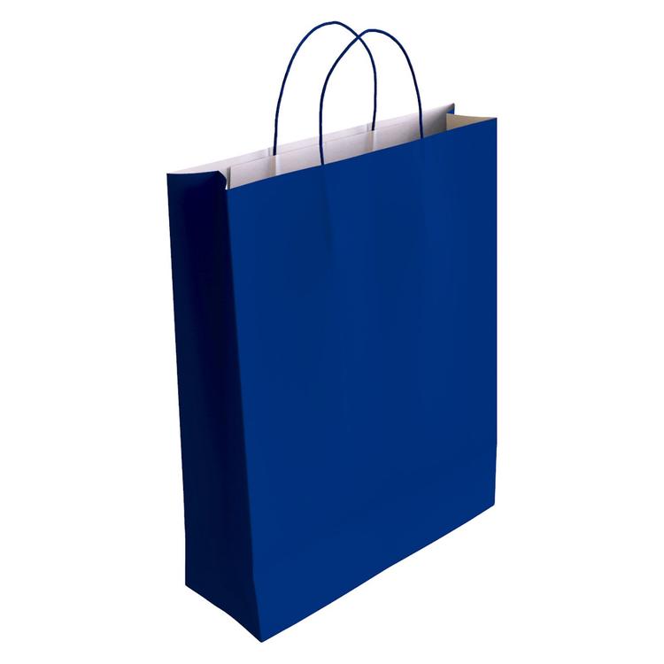BOLSA CON ASAS CELULOSA AZUL "L" 32+14X37