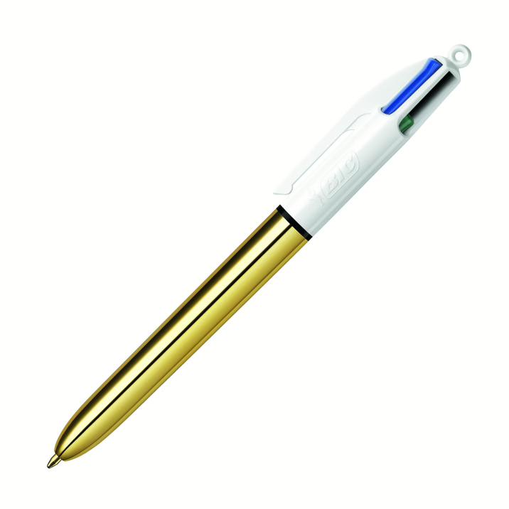 BOLIGRAFO BIC 4 COLORES SHINE ORO C/12U