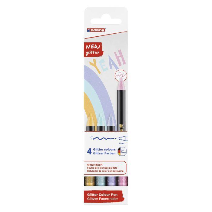MARCADOR EDDING 1200 GLITTER PASTEL PACK 4 UD.