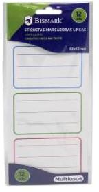 12 ETIQUETAS ESCOLARES BISMARK LINEAS 80x50mm