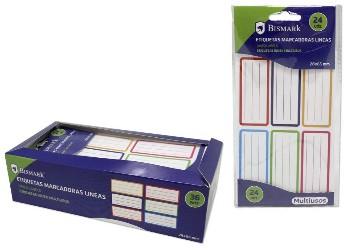 24 ETIQUETAS ESCOLARES LINEAS 28X65 BISMARK