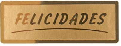 300 ETIQUETAS STAMPING 50X18 ORO FELICIDADES