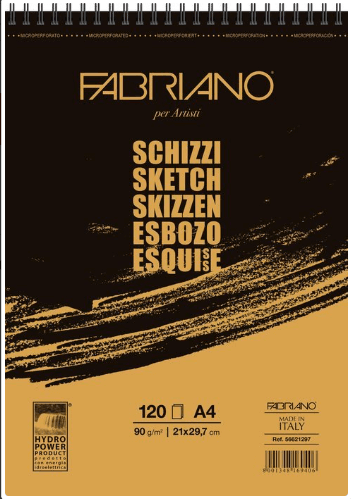 BLOC ESBOZO 90GR A4 ESPIRAL 120 HOJAS FABRIANO