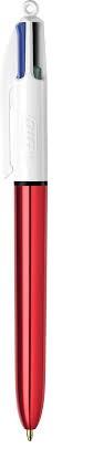 BOLIGRAFO BIC 4 COLORES SHINE ROJO C/12U