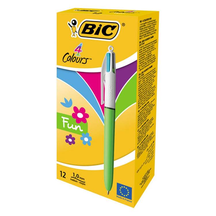 BOLIGRAFO BIC 4 COLORES FUN C/12 UD.