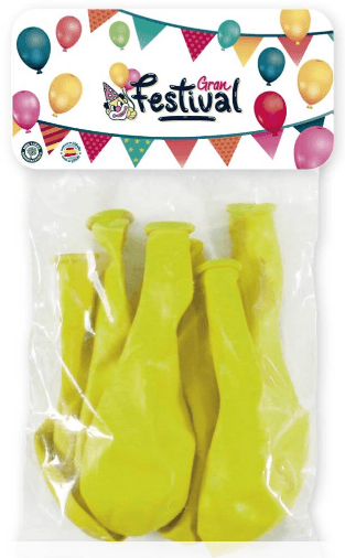 BOLSA 12 GLOBOS 25 CM AMARILLO LIMON GRAN FESTIVAL