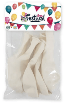 BOLSA 12 GLOBOS 25 CM BLANCO GRAN FESTIVAL