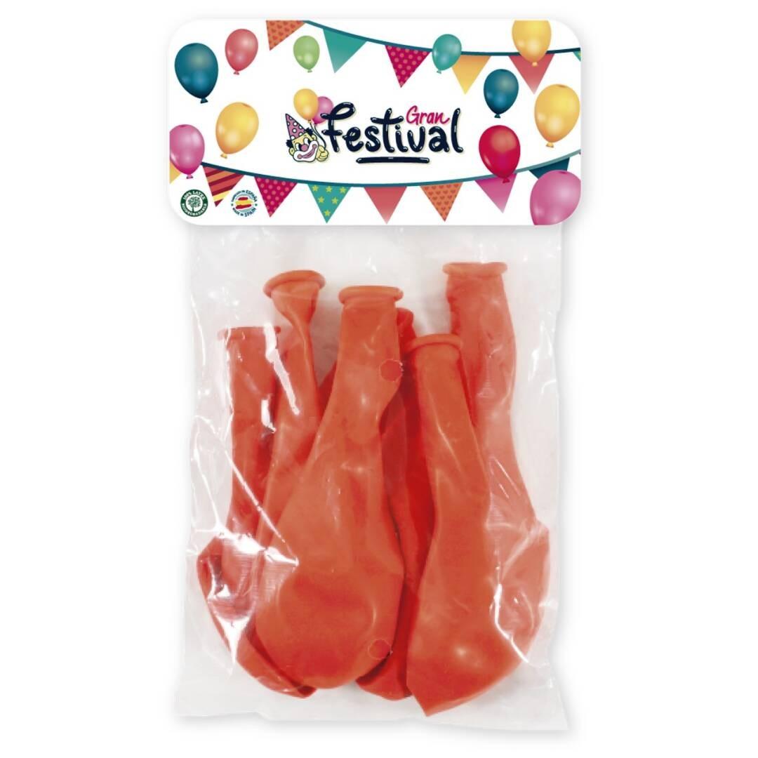 BOLSA 12 GLOBOS 25 CM NARANJA GRAN FESTIVAL