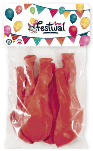 BOLSA 12 GLOBOS 25 CM ROJO GRAN FESTIVAL