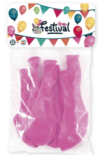 BOLSA 12 GLOBOS 25 CM ROSA GRAN FESTIVAL