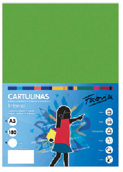 CARTULINA A3 180GR VERDE FUERTE P/50H. FABRISA
