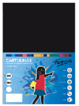 CARTULINA A4 180GR NEGRO P/50 UD. FABRISA