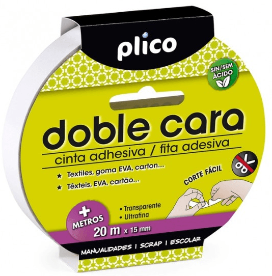 CINTA ADHESIVA DOBLE CARA 15MM X 20M PLICO