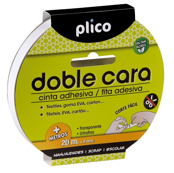 CINTA ADHESIVA DOBLE CARA 9MM X 20M PLICO