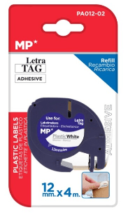 CINTA ETIQUETA MP TIPO DYMO LETRATAG ROJO 12X4