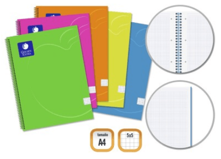 CUADERNO A4 T/P 80H 90GR MIC. GOLDEN SURTIDO C/5 UD.