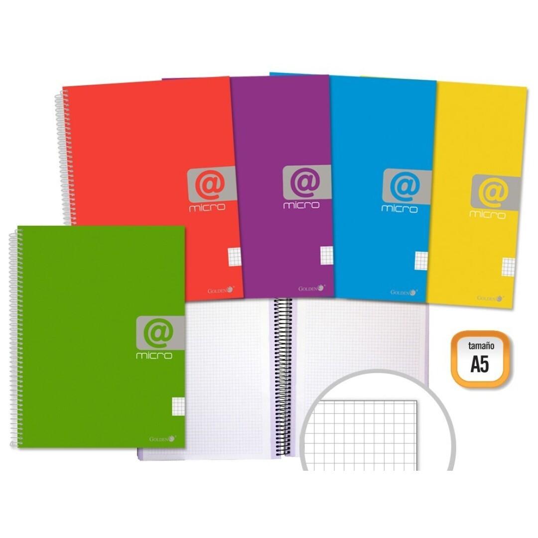 CUADERNO A5 160H. MICROPERFORADO 5X5 TAPA FORRADA GOLDEN 