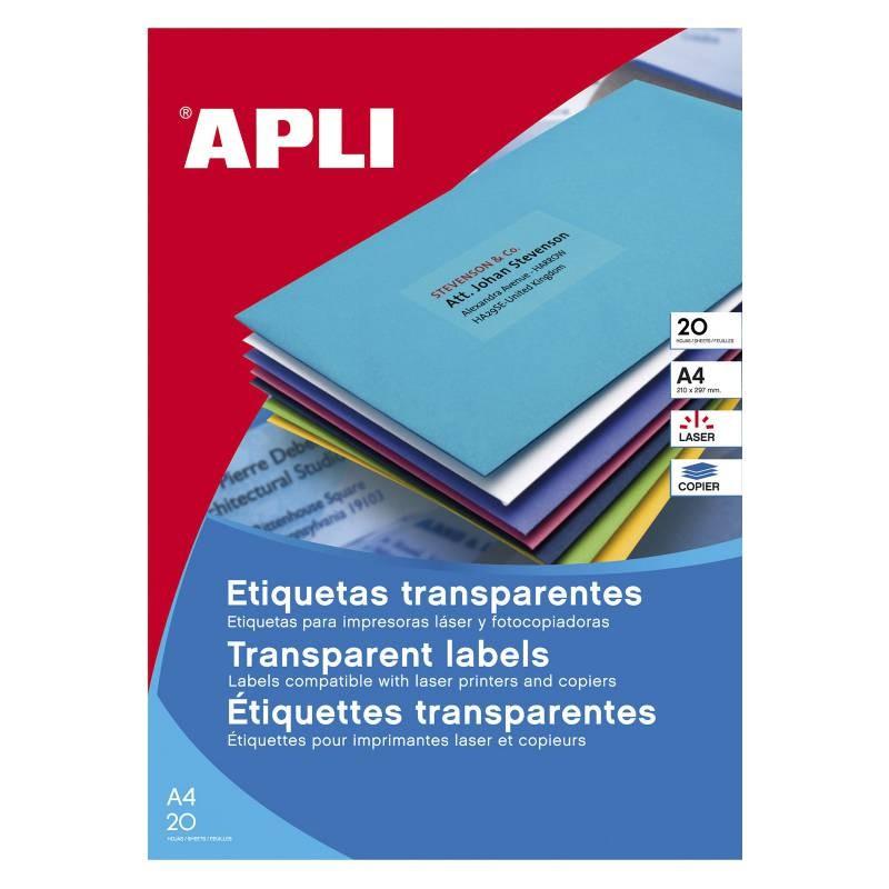 ETIQUETA LASER TRANSPARANTE 210X297 MM 20H APLI