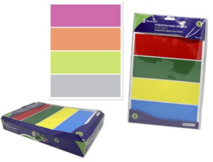 ETIQUETAS PARA ARCHIVO COLOR 190X61MM P/8 UD.