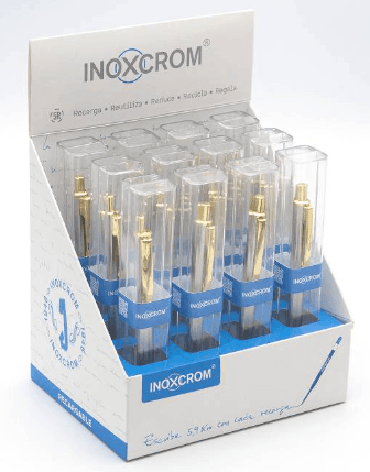 EXPOSITOR 12 BOLIGRAFO INOXCROM 70 GOLDEN