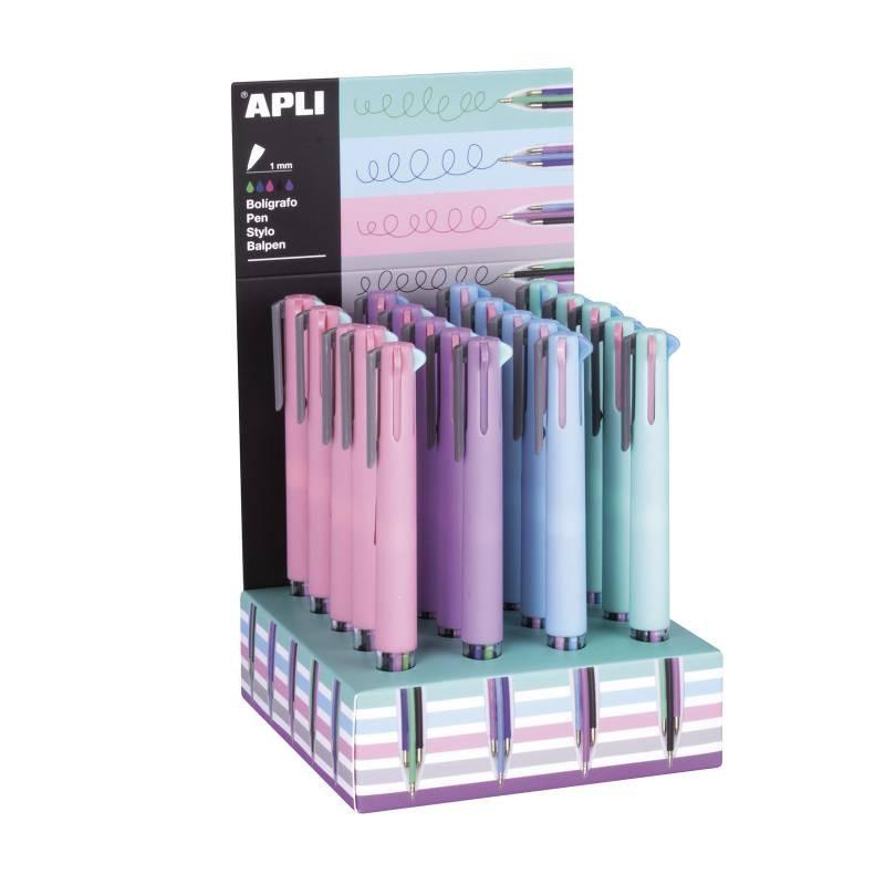 EXPOSITOR 20 BOLIGRAFOS 5 COLORES PASTEL NORDIK APLI