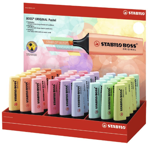 MARCADOR FLUOR STABILO BOSS PASTEL EXPOSITOR 45 UD.