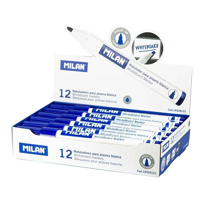 MARCADOR PIZARRA BLANCA AZUL MILAN C/12 UD.