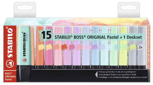 MARCADOR STABILO BOSS PASTEL SET 15 UD.