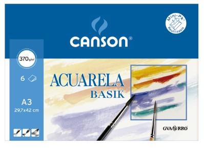 MINIPACK 6H LAMINAS BASIK ACUARELA A3 370GR