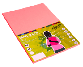 PAPEL A4 100H 80GR ROSA FLUOR FABRISA