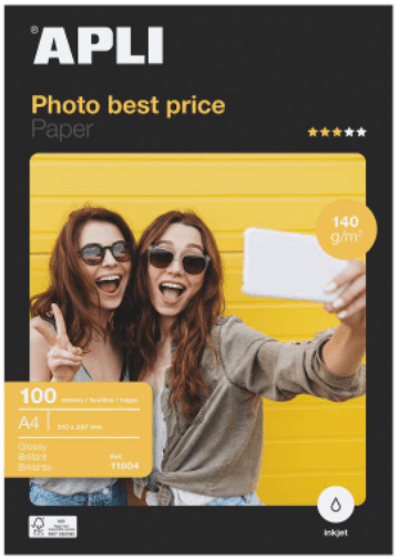 PAPEL FOTOGRAFICO A4 GLOSSY 140GR 100H APLI