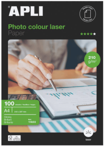 PAPEL FOTOGRAFICO COLOUR LASER A4 210GR 100 HOJAS APLI
